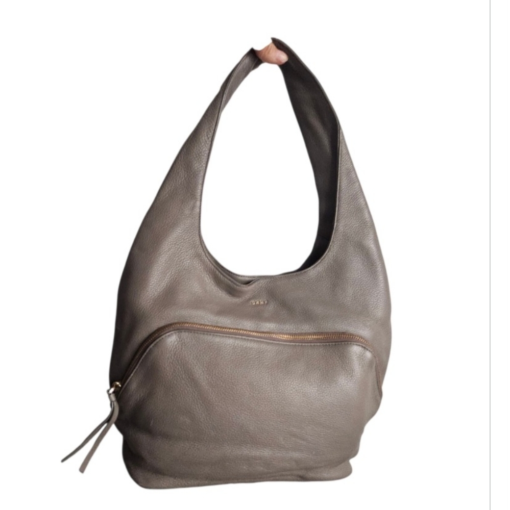 DKNY Grey Leather Hobo Bag